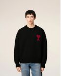 PULL COL ROND AMI DE COEUR LAINE MERINOS NOIR/ROUGE