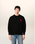 PULL COL ROND AMI DE COEUR LAINE MERINOS NOIR/ROUGE