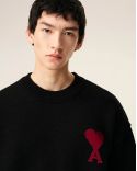 PULL COL ROND AMI DE COEUR LAINE MERINOS NOIR/ROUGE