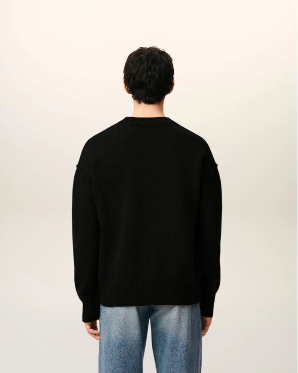 PULL COL ROND AMI DE COEUR LAINE MERINOS NOIR/ROUGE