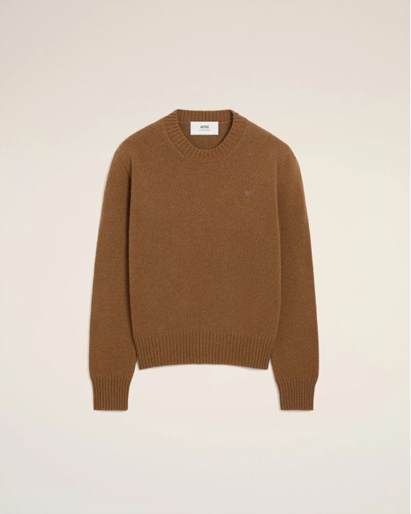 PULL COL ROND AMI DE COEUR CACHEMIRE NOISETTE