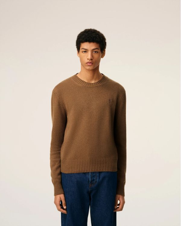 HAZELNUT CASHMERE AMI DE COEUR ROUND NECK SWEATER
