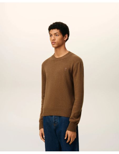 HAZELNUT CASHMERE AMI DE COEUR ROUND NECK SWEATER