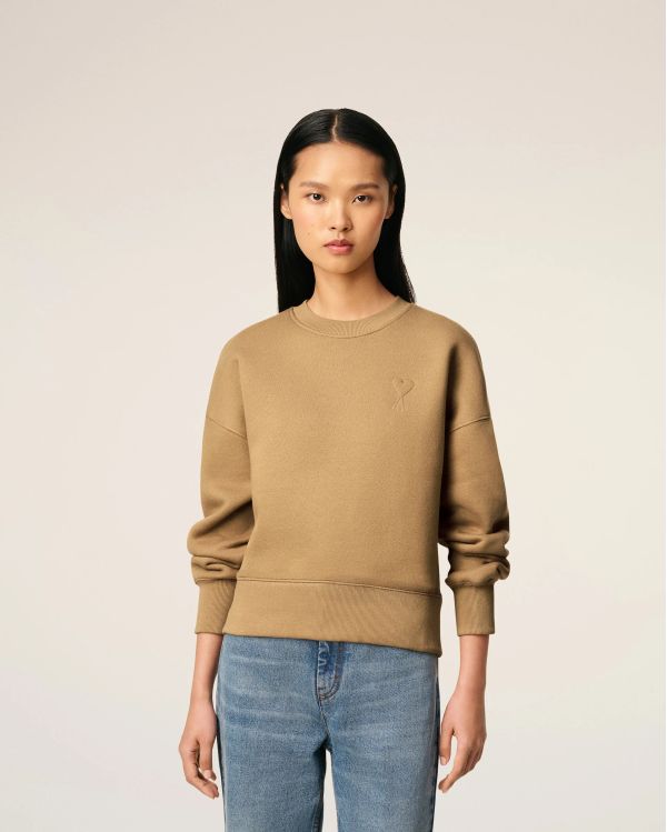 SWEATSHIRT AMI DE COEUR MOLLETON CAMEL