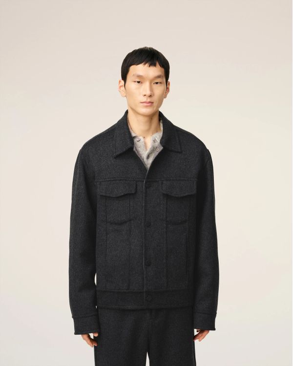 ANTHRACITE/GRAY WOOL TRUCKER JACKET