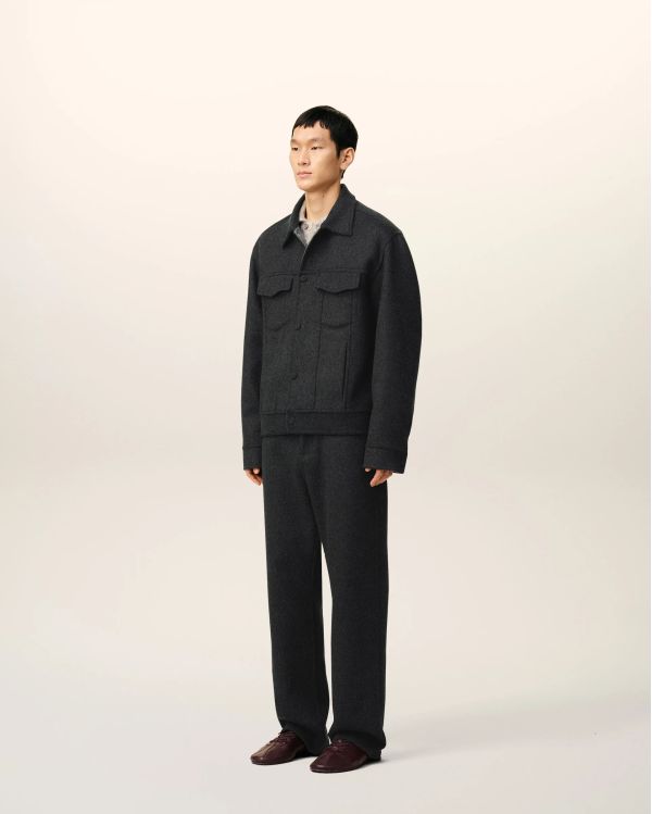 ANTHRACITE/GRAY WOOL TRUCKER JACKET