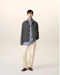 GRAY MELANGE CASHMERE WOOL BUTTON-UP BOULE JACKET