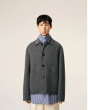 BLOUSON BOULE BOUTONNÉ LAINE CACHEMIRE GRIS CHINÉ