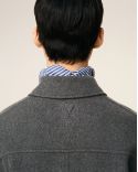 GRAY MELANGE CASHMERE WOOL BUTTON-UP BOULE JACKET