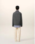 BLOUSON BOULE BOUTONNÉ LAINE CACHEMIRE GRIS CHINÉ
