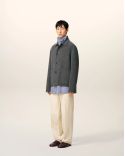 BLOUSON BOULE BOUTONNÉ LAINE CACHEMIRE GRIS CHINÉ