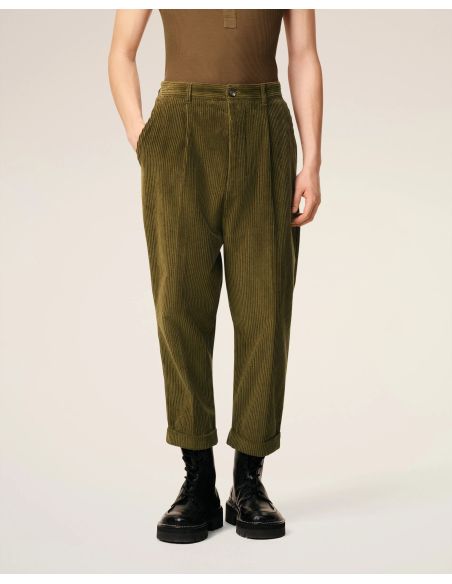 PANTALON CAROTTE OVERSIZE VELOURS BRONZE