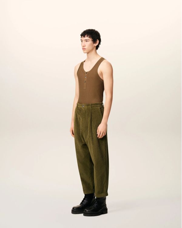 BRONZE VELVET OVERSIZED CARROT PANTS