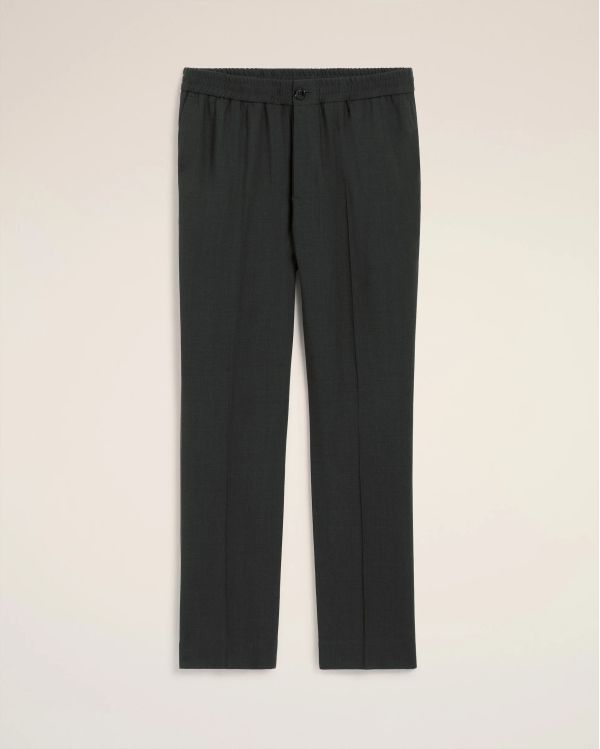 PANTALON ELASTIQUÉE SERGÉ DE LAINE ANTHRACITE
