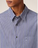CHEMISE BOXY EMBOSSÉE RAYÉE BLEU ROI/BLANC/NOIR
