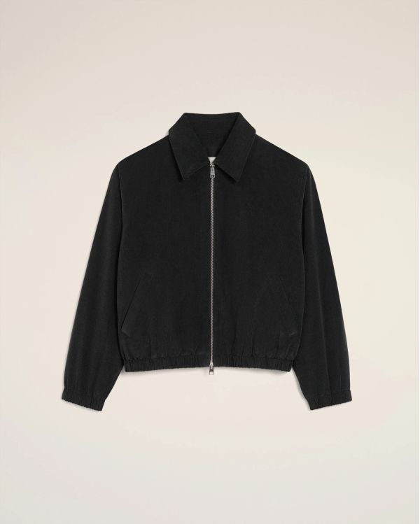 ANTHRACITE VELVET AMI DE COEUR PADDED ZIPPED JACKET