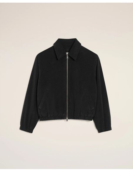ANTHRACITE VELVET AMI DE COEUR PADDED ZIPPED JACKET