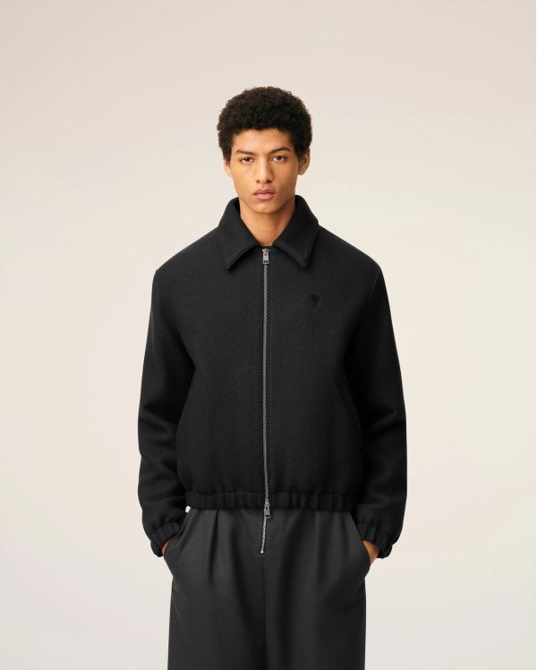 ANTHRACITE VELVET AMI DE COEUR PADDED ZIPPED JACKET