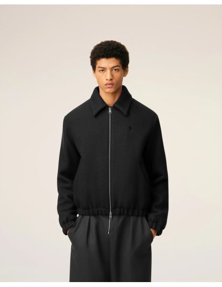 ANTHRACITE VELVET AMI DE COEUR PADDED ZIPPED JACKET