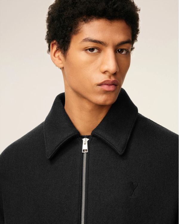 ANTHRACITE VELVET AMI DE COEUR PADDED ZIPPED JACKET