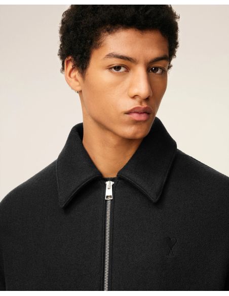 ANTHRACITE VELVET AMI DE COEUR PADDED ZIPPED JACKET