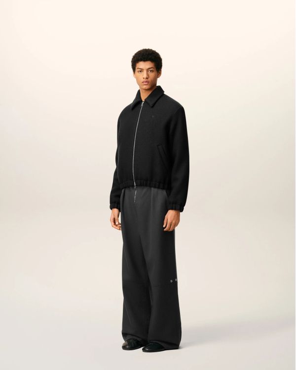 ANTHRACITE VELVET AMI DE COEUR PADDED ZIPPED JACKET