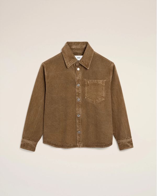 HAZELNUT BROWN TWILL COTTON AMI DE COEUR OVERSHIRT