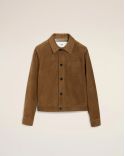 HAZELNUT LEATHER AMI DE COEUR BUTTON-UP JACKET