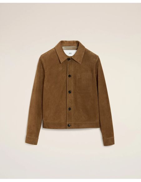 VESTE BOUTONNÉE AMI DE COEUR EN CUIR NOISETTE