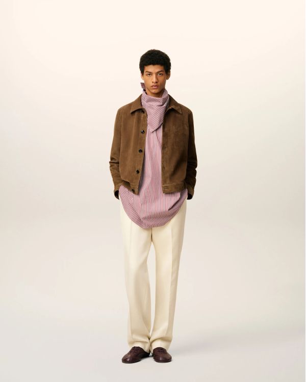 HAZELNUT LEATHER AMI DE COEUR BUTTON-UP JACKET 2