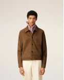 HAZELNUT LEATHER AMI DE COEUR BUTTON-UP JACKET