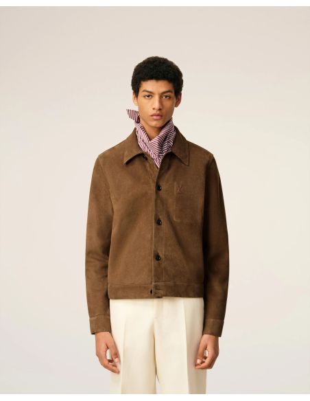 VESTE BOUTONNÉE AMI DE COEUR EN CUIR NOISETTE