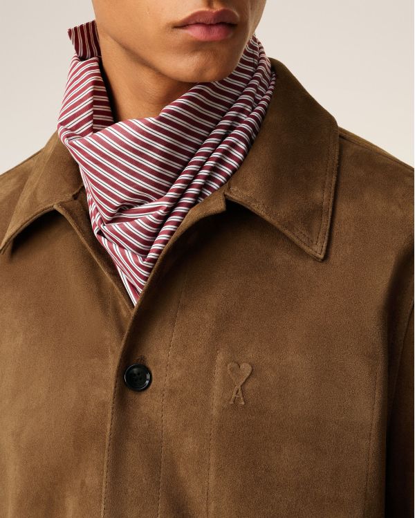 HAZELNUT LEATHER AMI DE COEUR BUTTON-UP JACKET