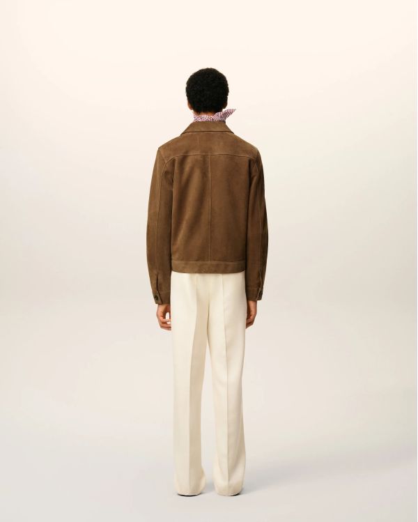 HAZELNUT LEATHER AMI DE COEUR BUTTON-UP JACKET