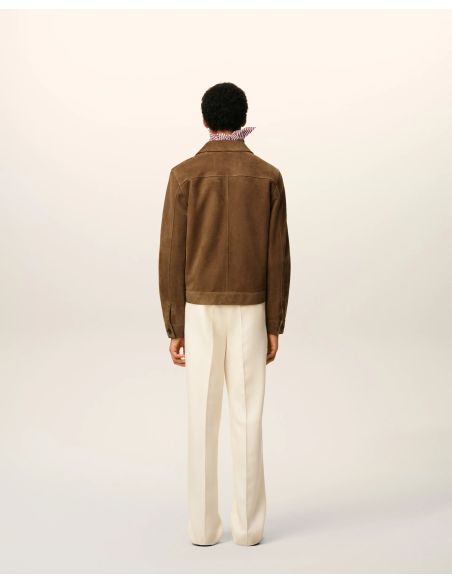 HAZELNUT LEATHER AMI DE COEUR BUTTON-UP JACKET