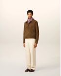 HAZELNUT LEATHER AMI DE COEUR BUTTON-UP JACKET