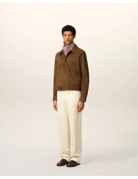 HAZELNUT LEATHER AMI DE COEUR BUTTON-UP JACKET