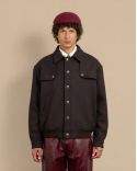 LE BLOUSON LAINE MARRON