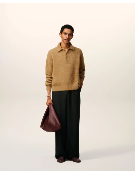 POLO MANCHES LONGUES AMI ALPAGA CAMEL