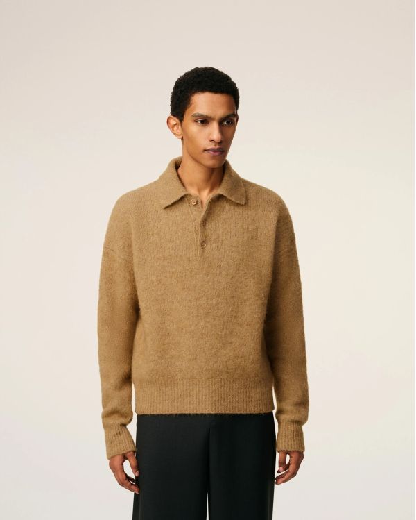 POLO MANCHES LONGUES AMI ALPAGA CAMEL