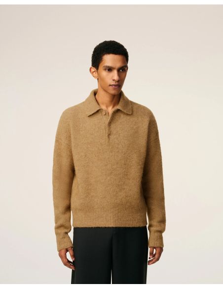 POLO MANCHES LONGUES AMI ALPAGA CAMEL