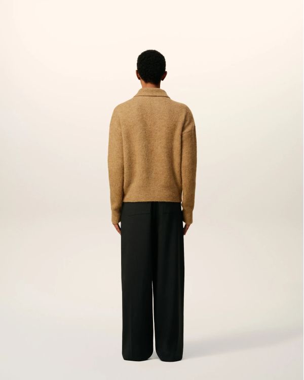 CAMEL ALPACA AMI LONG-SLEEVED POLO SHIRT