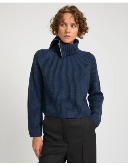 PULL EN MAILLE BLEU FONCÉ