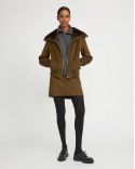 SHORT WOOL JACKET WITH FUR COLLAR BROWN