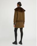 SHORT WOOL JACKET WITH FUR COLLAR BROWN