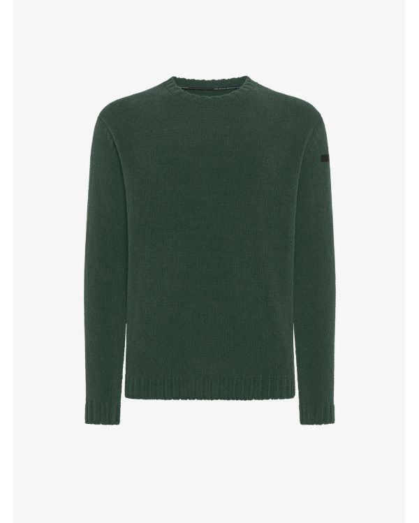 CINEMATT ROUND KNIT MILITARY GREEN SWEATER