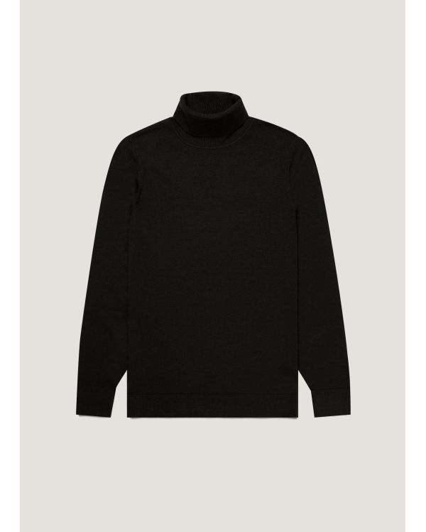 FINE MERINO WOOL TURTLENECK BLACK SWEATER