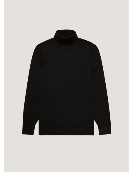 PULL COL ROULÉ LAINE MÉRINOS FINE NOIR