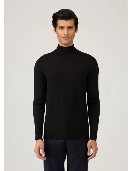 FINE MERINO WOOL TURTLENECK BLACK SWEATER