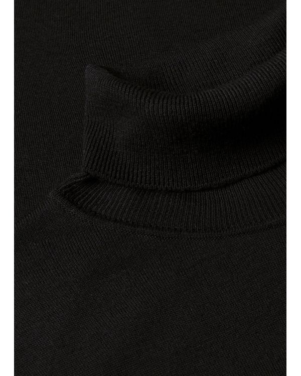 PULL COL ROULÉ LAINE MÉRINOS FINE NOIR